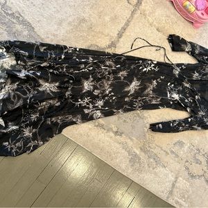 All saints black wrap dress midi size xs